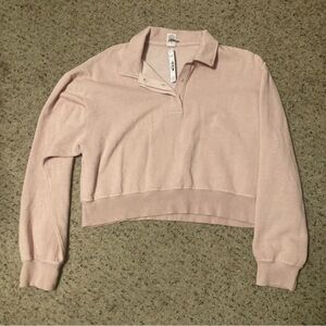Victoria’s Secret PINK pastel ballet pink oversized cropped collared sweatshirt
